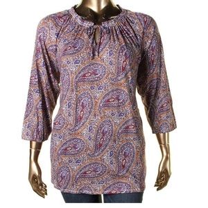 Lucky brand Cotton blend paisley blouse 1X